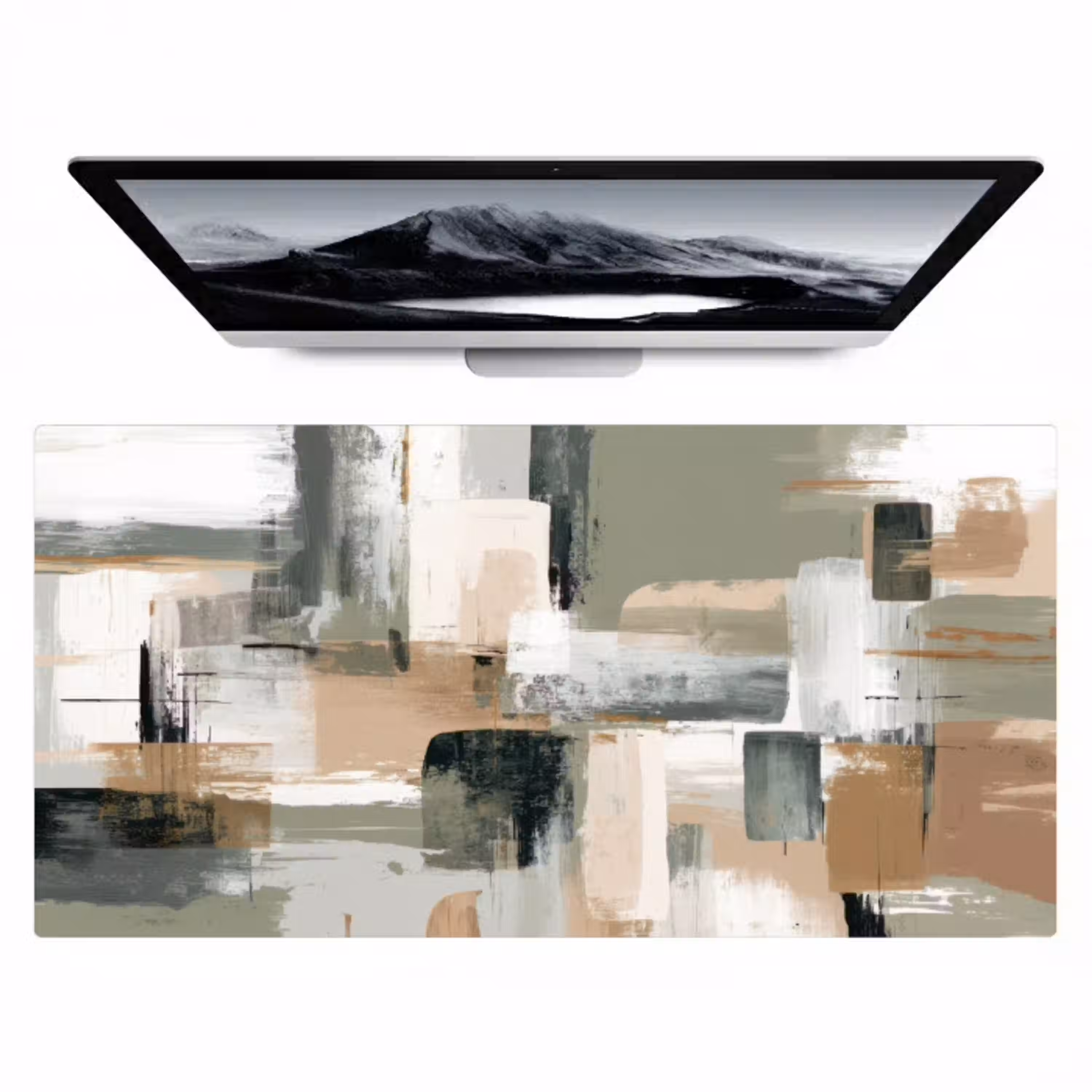 Penseelstreken - Abstract - Aardetinten Muismat XXL klein -zzz3d