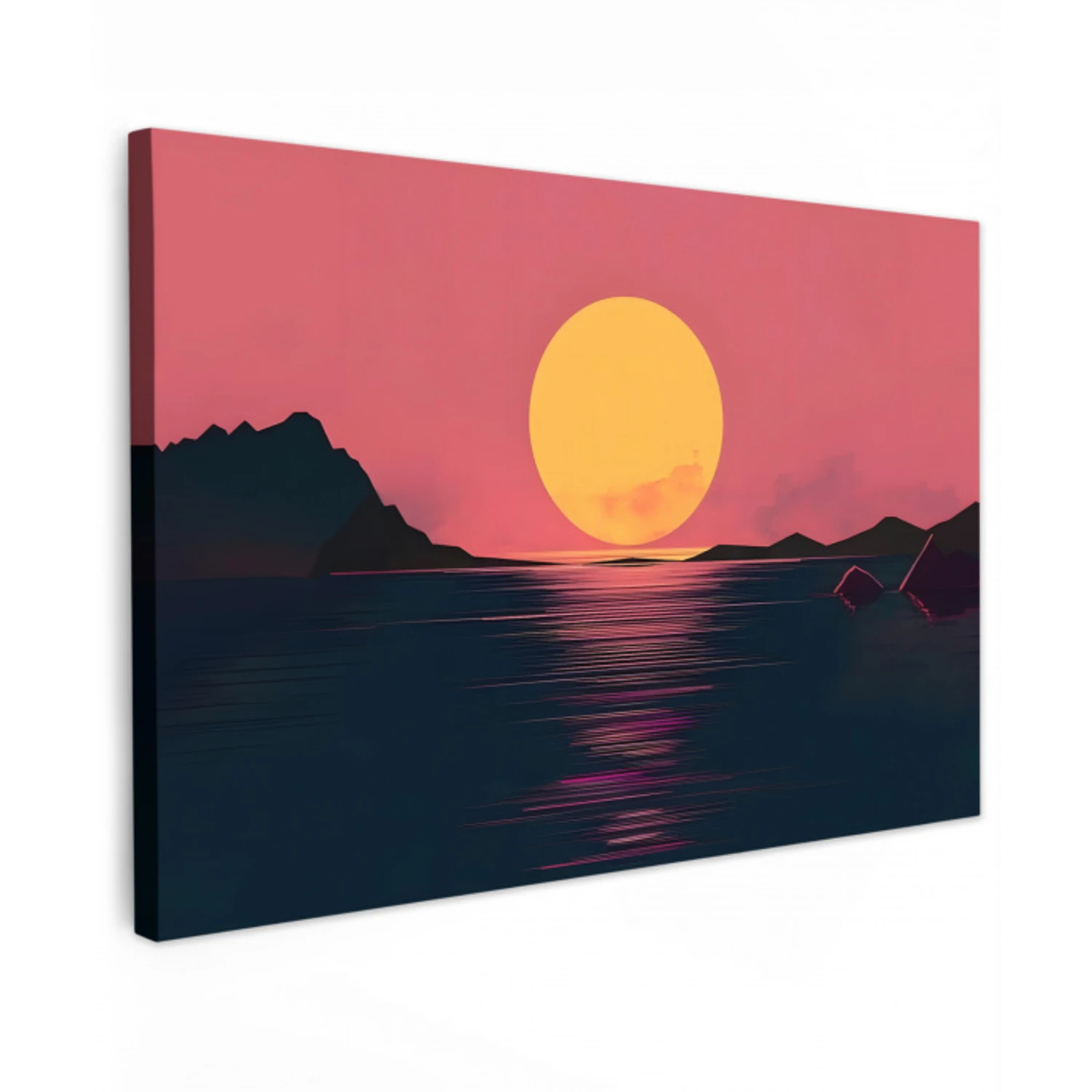 Zon - Geel - Bergen - Water canvas 2cm klein -z3d