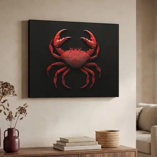 Krab - Rood - Vissen - Schaaldieren Textielframe zwart klein -sfeer3