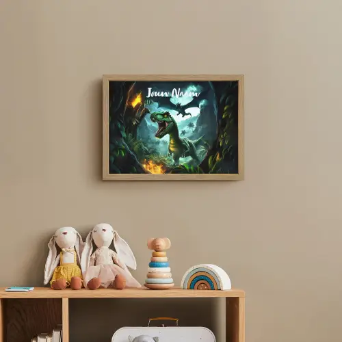 Dinosaurus - Draak - Jungle - Groen Light Box met batterij (Wandlamp kind) middel -sfeer2_kind