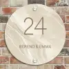 Beige - Marmer - Klassiek Naambord Rond klein -sfeer2