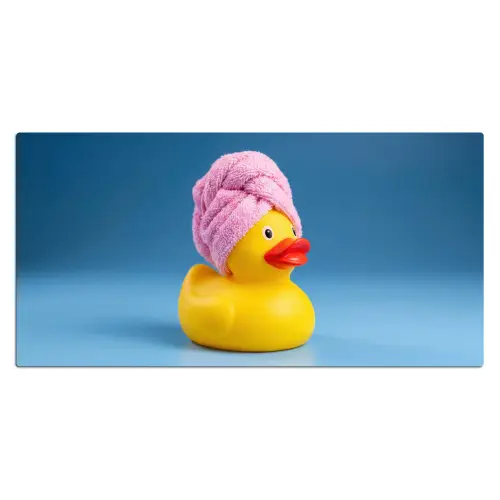 Badeend - Handdoek - Blauw Muismat XXL klein -3d_leeg