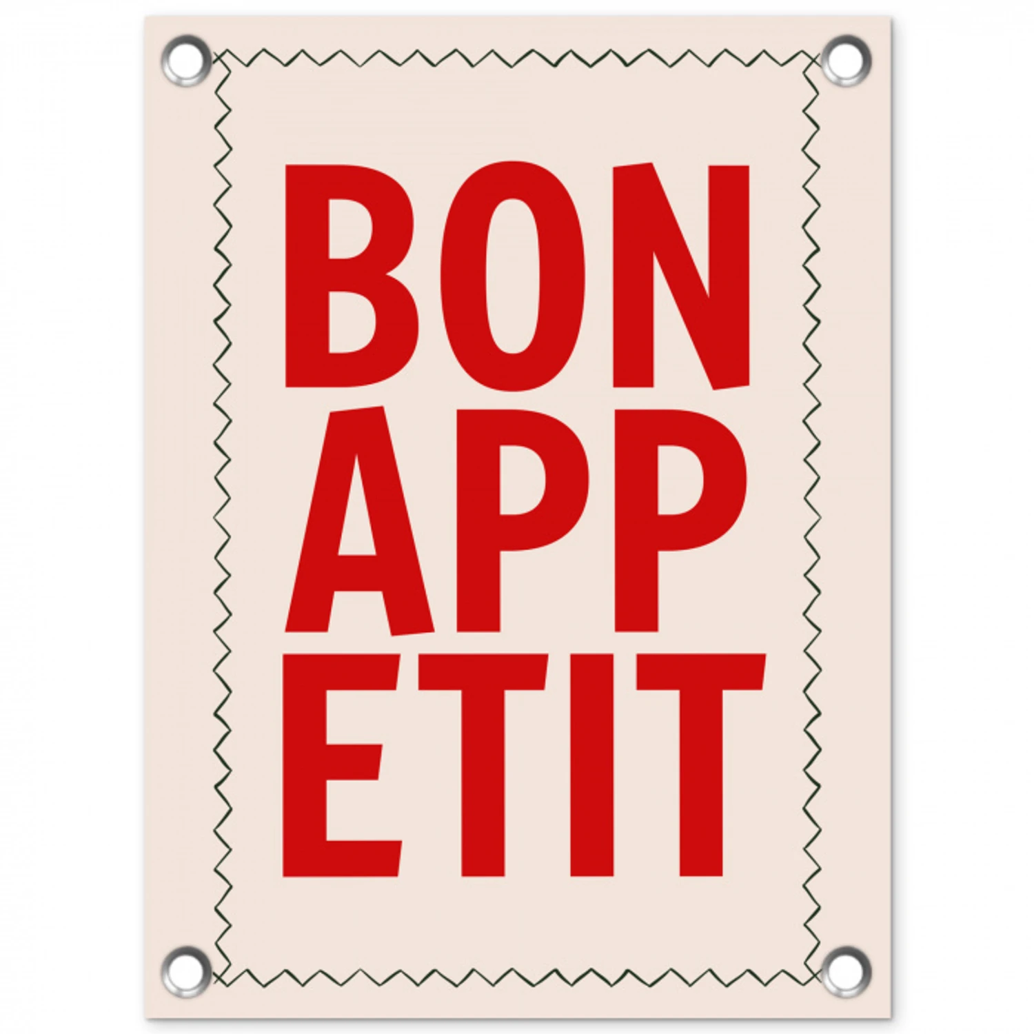 Blokletters - Rood - Kartelrand tuinposter los doek klein -3d