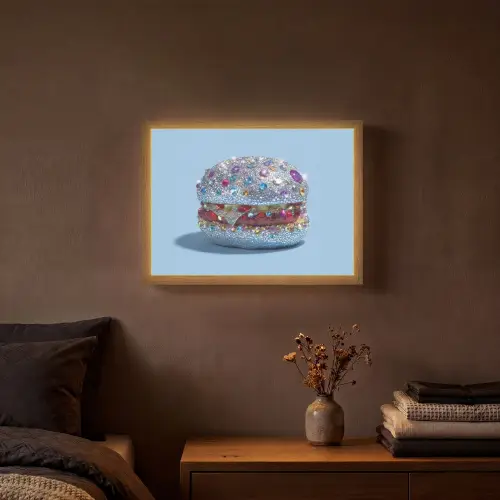 Glitters - Hamburger - Blauw Light Box met batterij (Wandlamp) middel -sfeer4