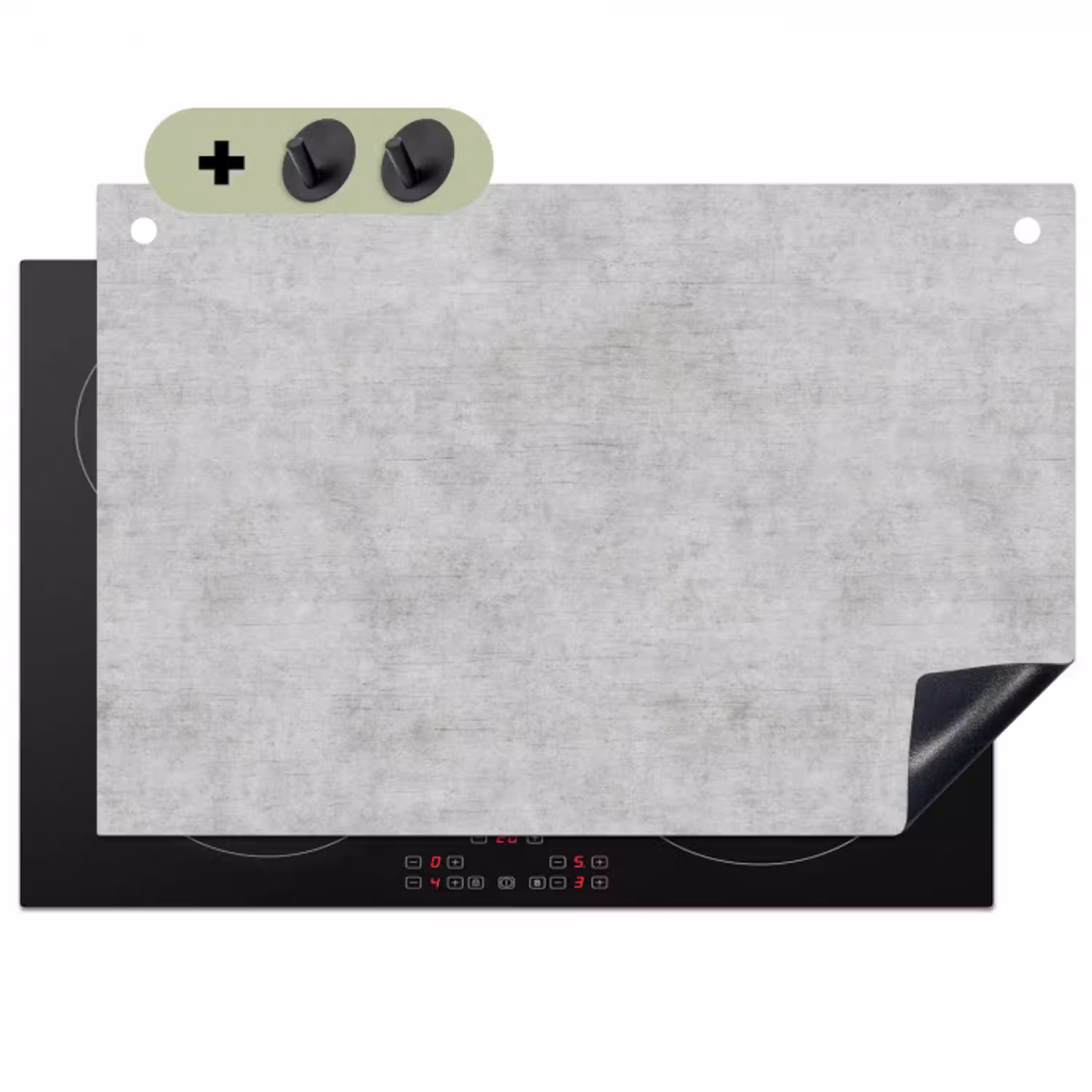 Beton - Grijs - Industrieel - Patroon Inductie beschemer met haakjes klein 777 -3d