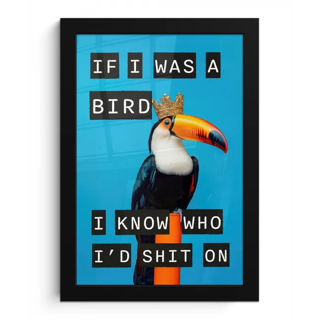 Vogel - Toekan - Blauw - Quotes fotolijst zwart zonder passe partout klein -3d