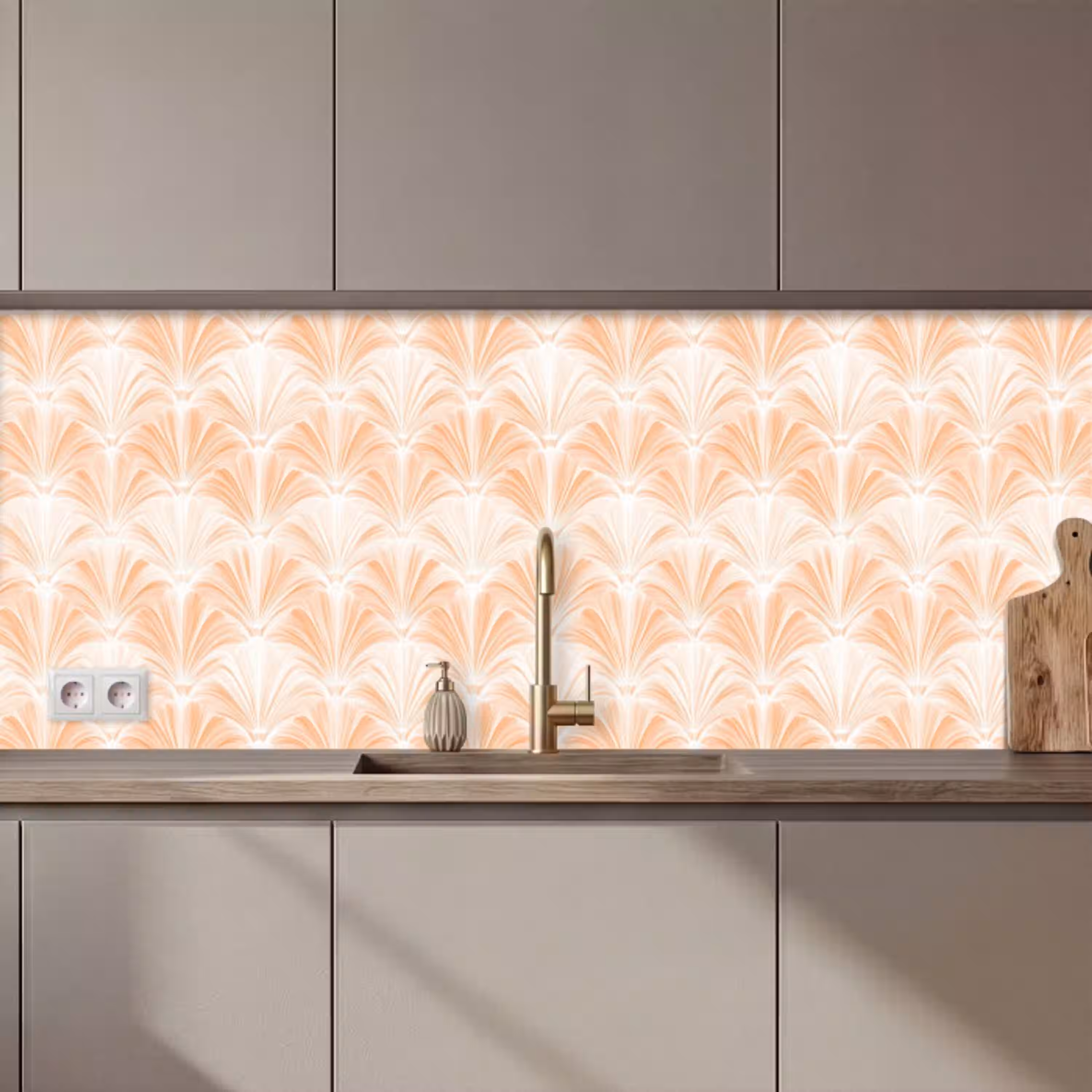 Waaier - Patroon - Perzik keuken achterwand 2 middel 871 zz_3dshopping