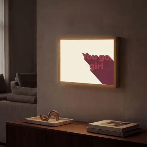 you go girl - 3D - Rood Light Box met batterij (Wandlamp) middel -sfeer1