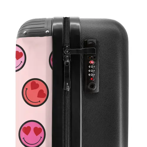 Roze smiley's op een roze achtergrond NBS - Handbagage koffer - Kinderen Unisex middel -slot