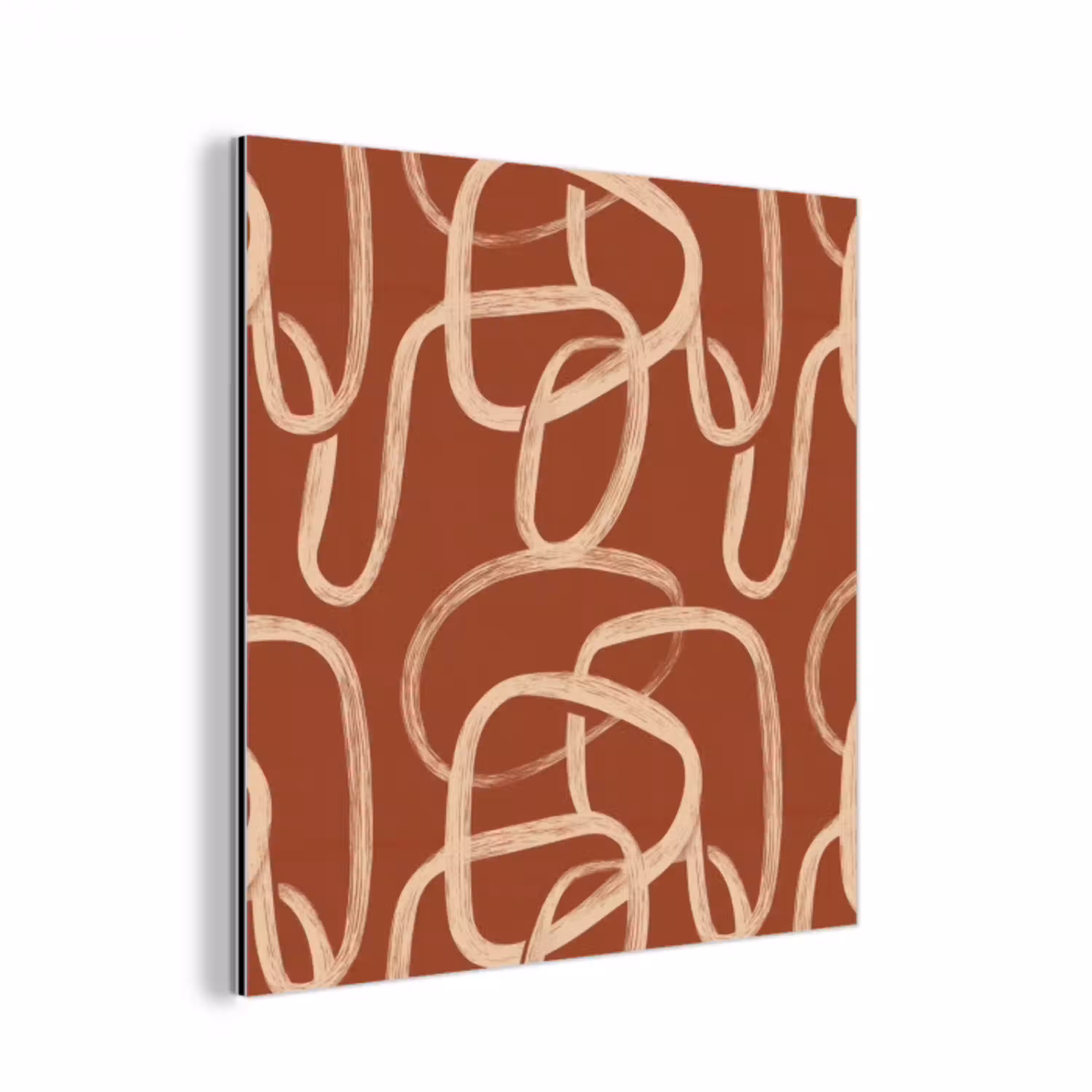Lijnen - Abstract - Organisch - Terracotta - Crème aluminium wit klein 46 -3d