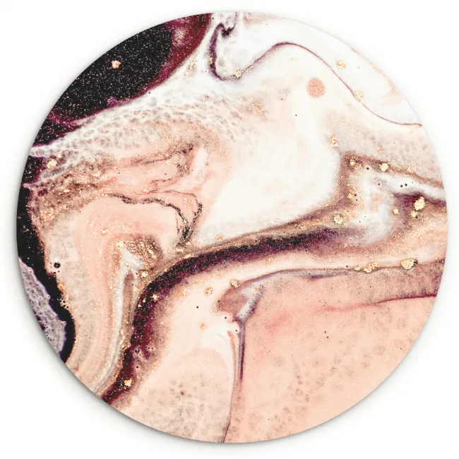 Steen - Marmer - Edelsteen - Abstract - Natuur - Roze Wandcirkel kunststof plaat 5mm dik klein -3d