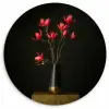 Rode - Bloemen - Vaas Wandcirkel kunststof plaat 5mm dik klein -3d
