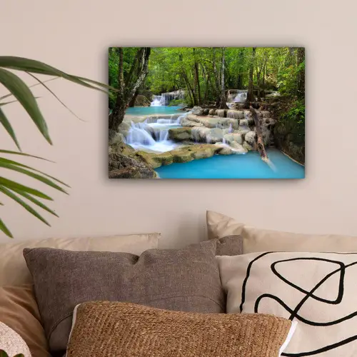 Waterval - Natuur  - Rivier - Bos - Water canvas 2cm klein -sfeer1
