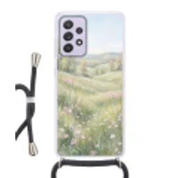Bloemen veld - Bloemen - Groen Hoesje Samsung Galaxy A52 5G met koord klein -3d