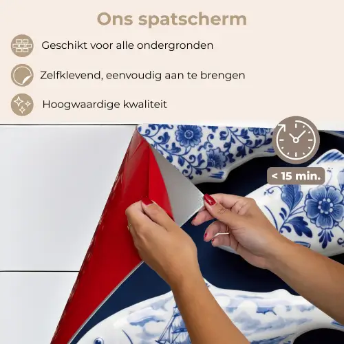 Vissen - Delfts - Blauw - Keramiek keuken achterwand spatscherm klein -spatscherm_NL