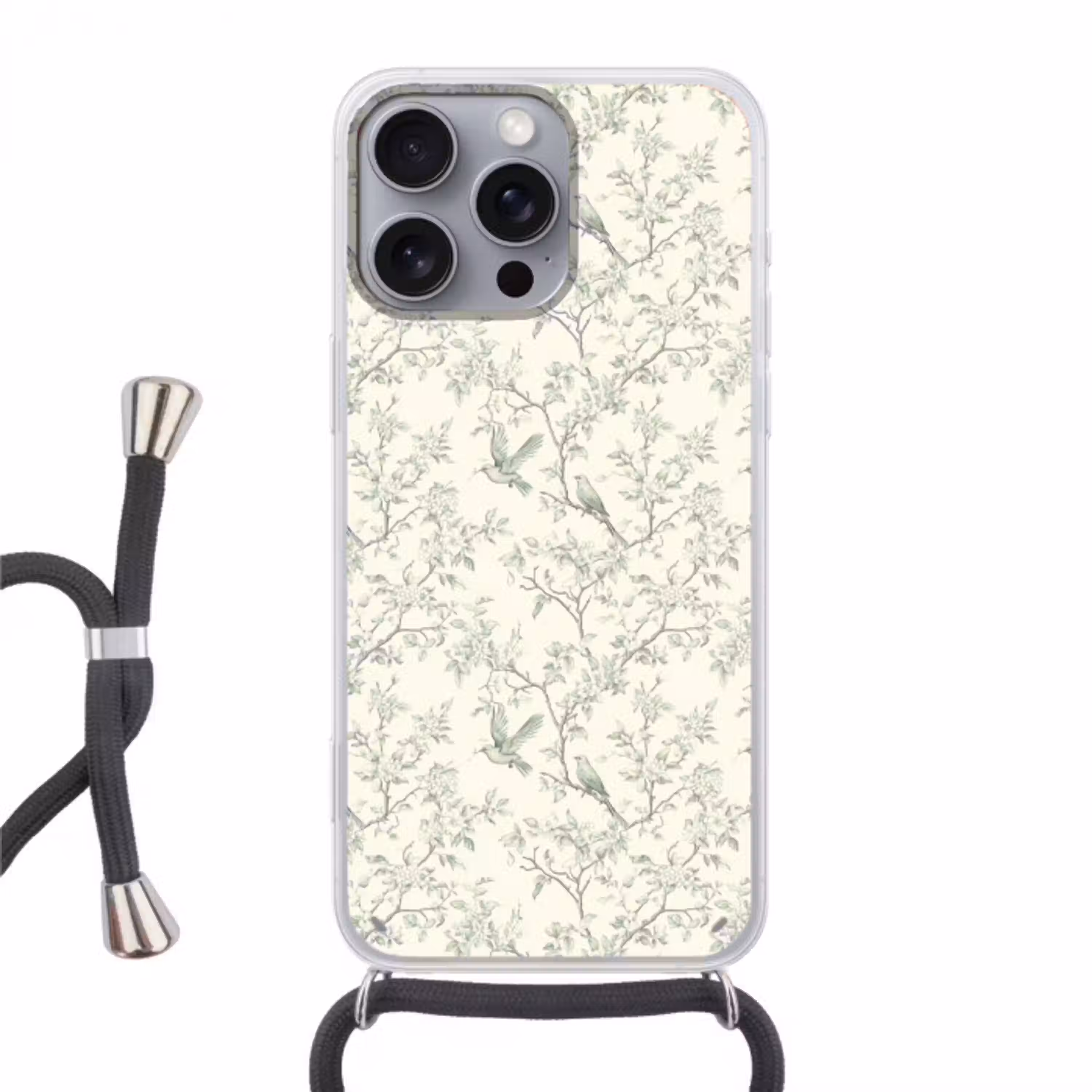 Klassiek - Vogels - Groen Hoesje iPhone 16 Pro Max met koord klein 804 -3d