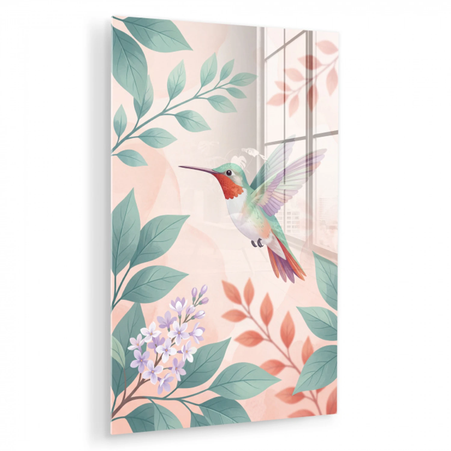 Kolibrie - Vliegen - Natuur - Illustratie - Kleurrijk plexiglas 5mm klein -zzzproduct_nieuw