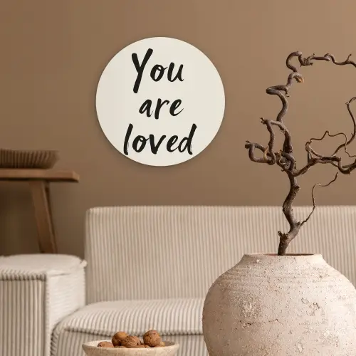 Minimalistisch - Beige - Love Wandcirkel plexiglas klein -sfeer1