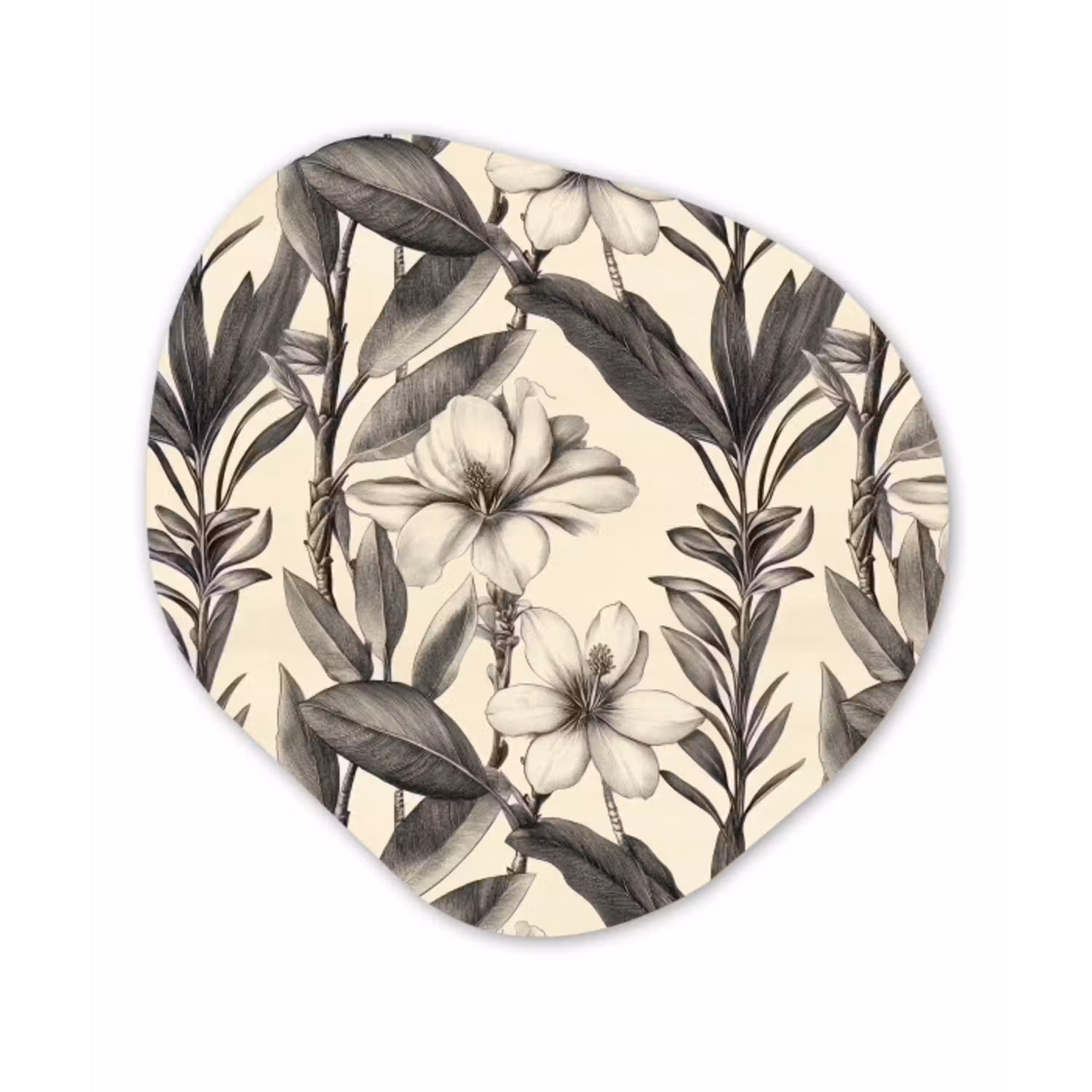 Klassiek - Botanisch - Zwart - Beige Wandcirkel Organisch Aluminium middel 851 -3d