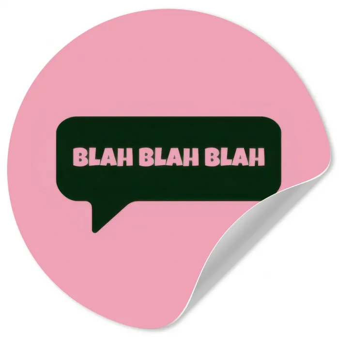 Roze - Tekstwolk - Groen - BLAH BLAH BLAH Wandcirkel behangsticker klein -3d