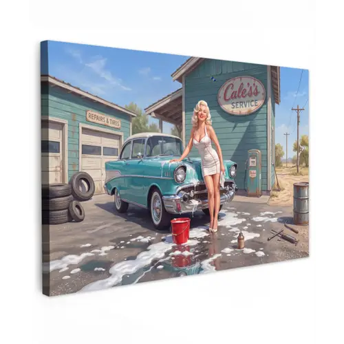 Auto - Vrouw - Groen canvas 2cm klein -z3d