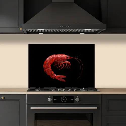 Garnaal - Rood - Dieren keuken achterwand spatscherm klein -sfeer1