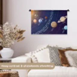 Planetenstelsel - Ruimte - Illustratie Wandkleed katoen klein -sfeer1