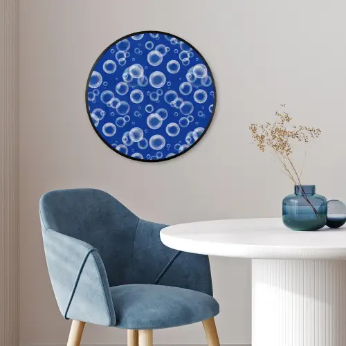 Bubbels - Patroon - Blauw Fotolijst rond zonder passe partout klein -sfeer2