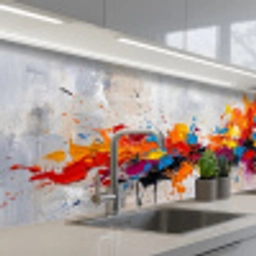 Abstract - Schilderij - Kleurrijk - Dynamisch keuken achterwand 2 middel -3d_schuin