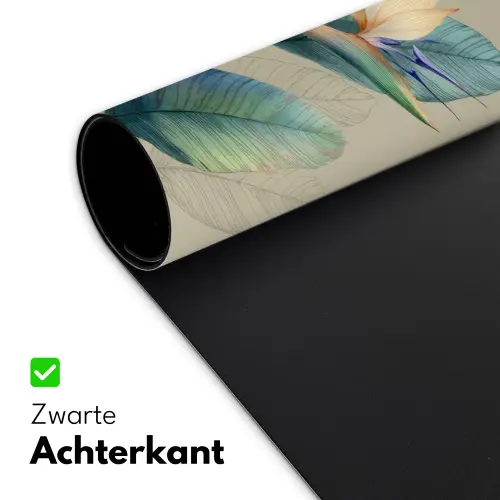 Paradijsvogelbloemen - Blauwgroene bladeren - Beige Muismat XXL klein -sfeer2