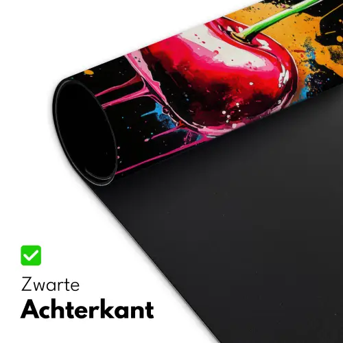 Kersen - Fruit - Graffiti - Verf - Abstract - Modern - Kleurrijk Muismat XXL klein -sfeer2