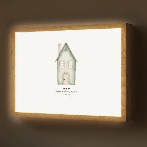 Huisje - Groen - Tekst - Liefdevol Light Box met batterij (Wandlamp) middel -z3d_website