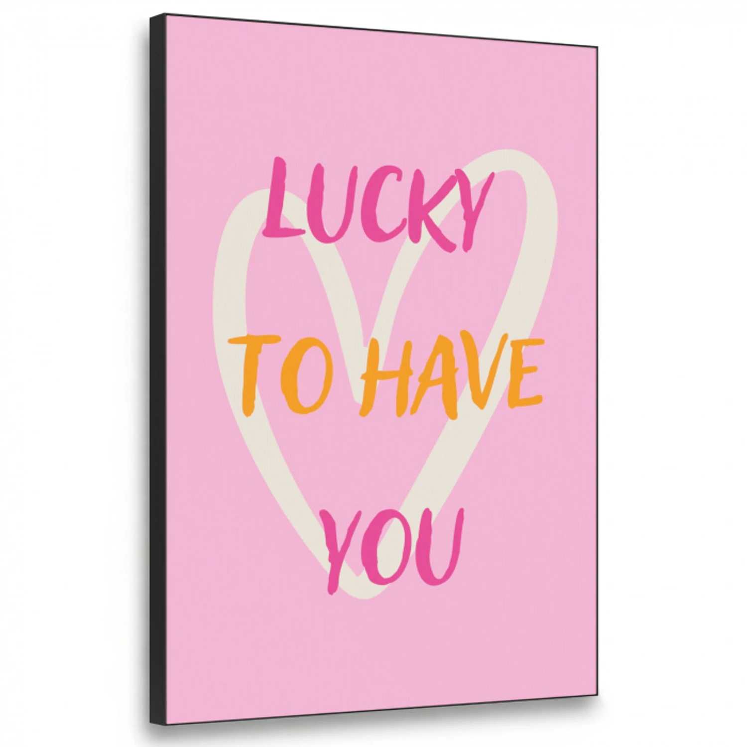 Lucky - Love - Valentijn - Roze Textielframe zwart klein -3d