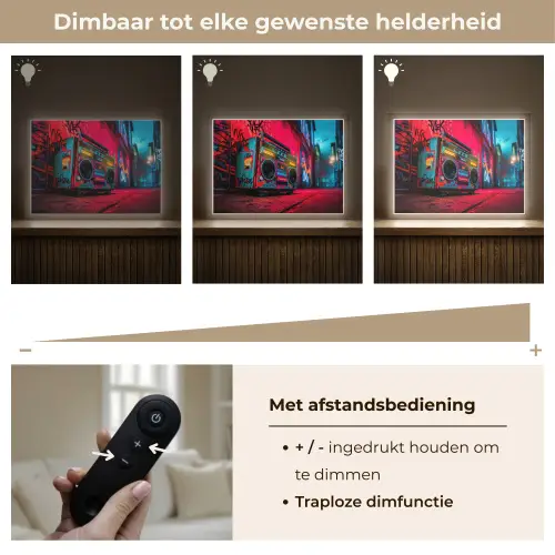 Boombox - Rood - Graffiti - Neon Light Box met batterij (Wandlamp) middel -USP_dimbaarNL