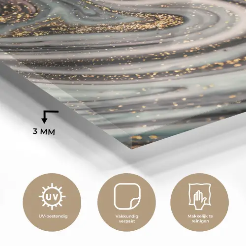 Marmerlook - Goud - Glitter - Luxe - Marmer - Wit plexiglas 5mm klein -sfeer2