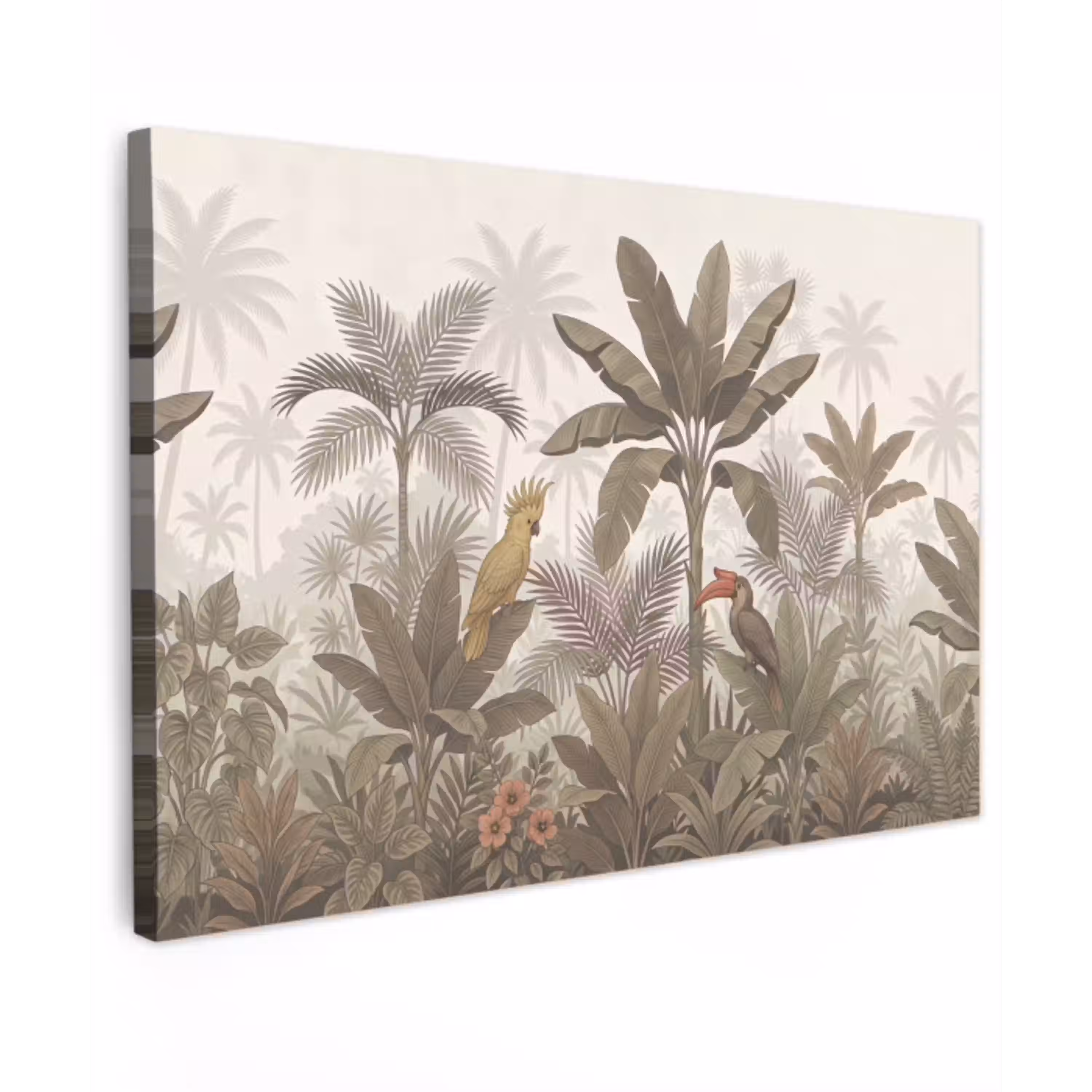 Vogel - Jungle - Tropisch - Illustratie - Groen canvas 2cm klein -z3d