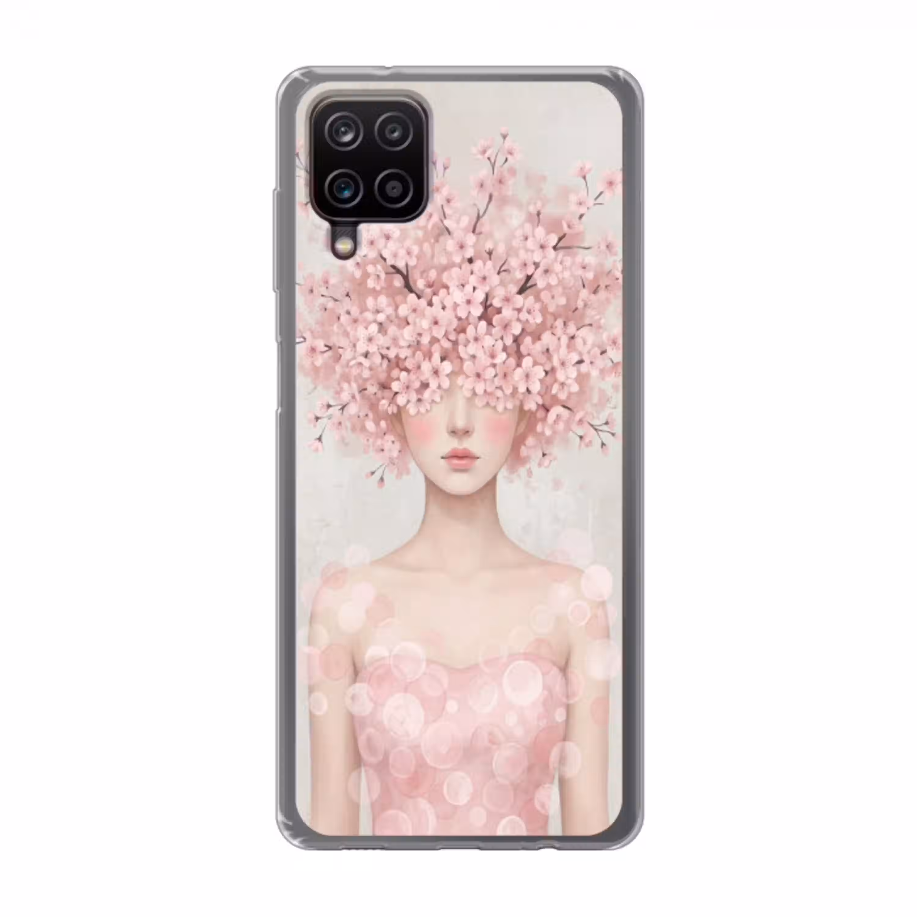 Portret - Kersenbloesem - Roze Telefoonhoesje Samsung Galaxy A12 klein -3d