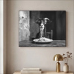 Geit - Bord - Spaghetti - Zwart Wit Textielframe - compleet frame klein -sfeer2