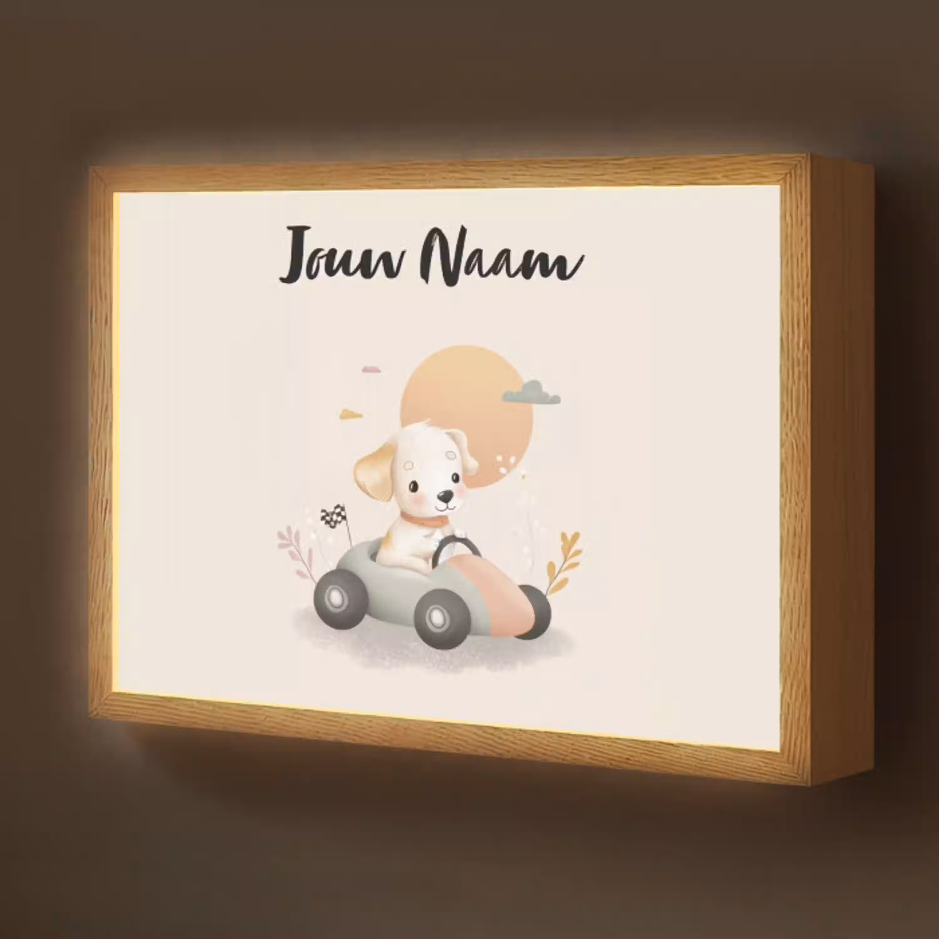 Puppy - Oranje - Raceauto Light Box met batterij (Wandlamp kind) middel -z3d_website