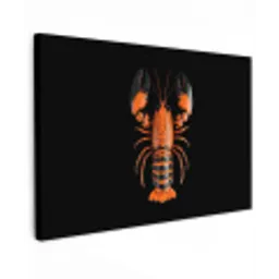 Kreeft - Oranje - Zwart - Modern Tuinposter op houten frame 2 cm dik klein -3d