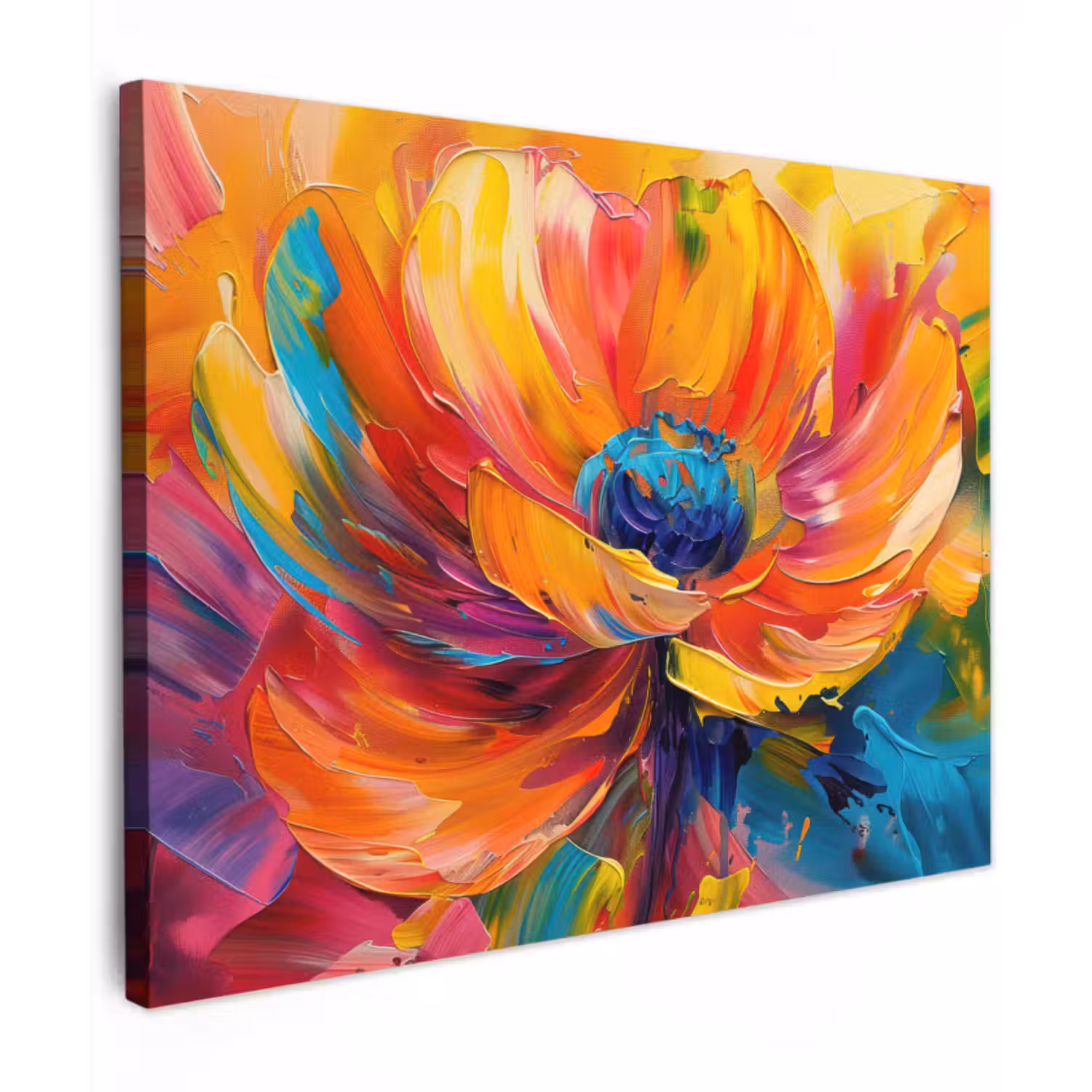 Canvas schilderij - Bloem - Verflook - Modern - Abstract - Kleuren