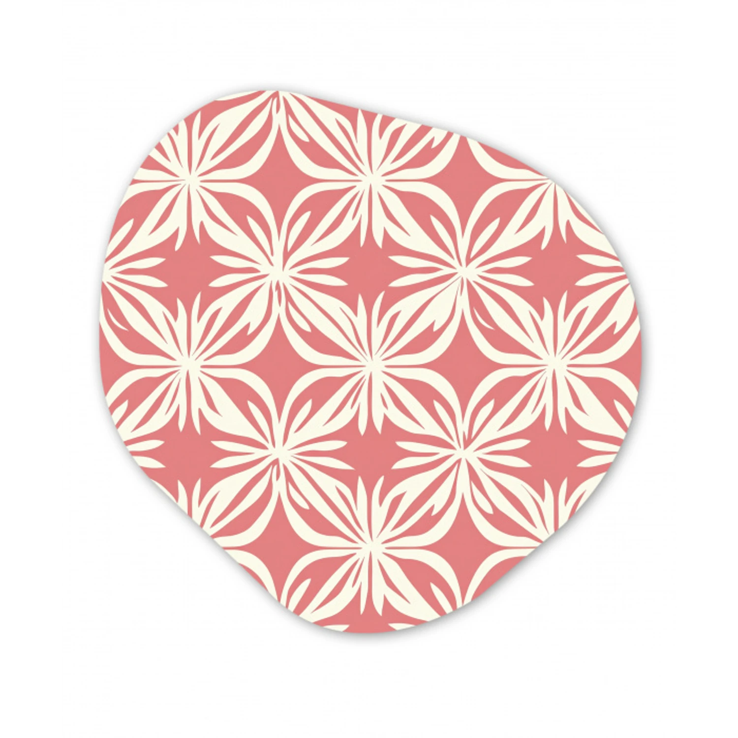 Roze - Bloemenmotief - Wit - Modern Wandcirkel Organisch Aluminium middel 851 -3d