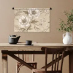 Bloemen - Patroon - Beige Wandkleed katoen klein -sfeer6