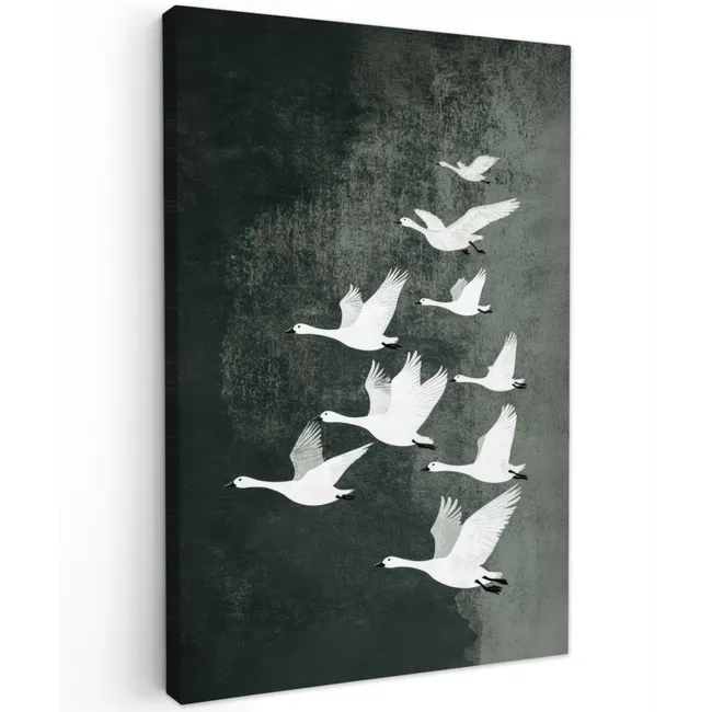 Vogel - Japandi - Groen Tuinposter op houten frame 2 cm dik klein -3d