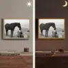 Paard - Auto - Zwart - Wit Light Box met batterij (Wandlamp) middel -sfeer3