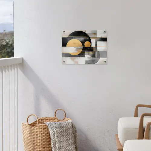 Abstract - Goud - Zilver - Vormen - Aesthetic - Modern tuinposter los doek klein -sfeer8