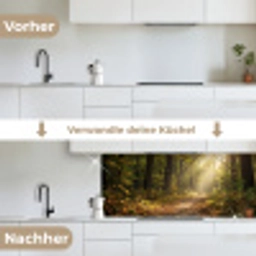 Zonlicht - Bospad - Bomen keuken achterwand 2 middel -voor-na_DE