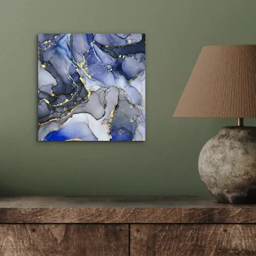 Marmer - Goud - Abstract - Blauw aluminium wit klein -sfeer2