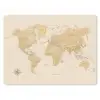 Wereldkaart - Realistisch - Beige muismat rubber klein -3d