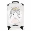 Prinses met kroon en roze hartjes NBS - Handbagage koffer - Unisex middel -productfoto_recht